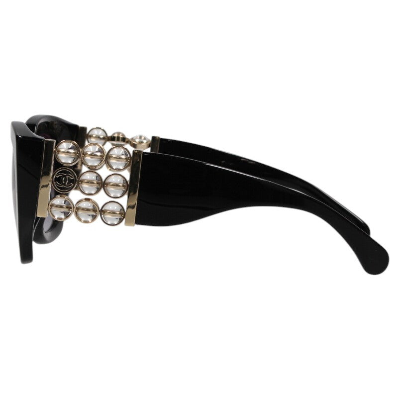 CHANEL 5545-A Side Logo Bead Sunglasses Black Size ONE SIZE