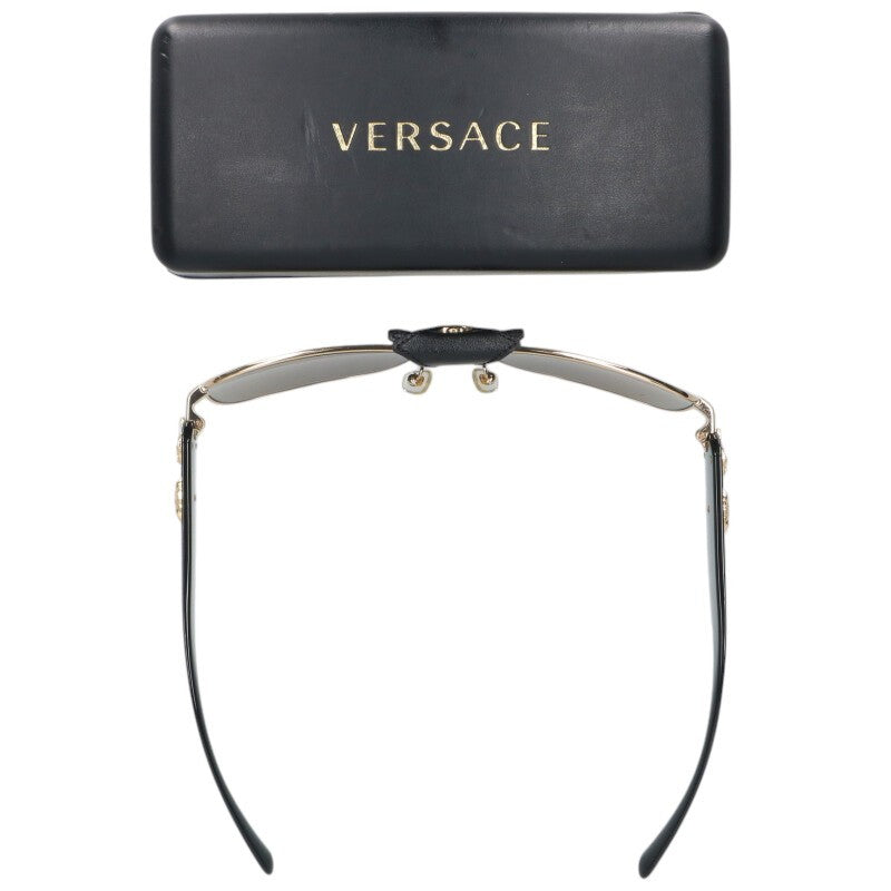 Versace 2207-Q Gold Black Teardrop Sunglasses Size ONE SIZE