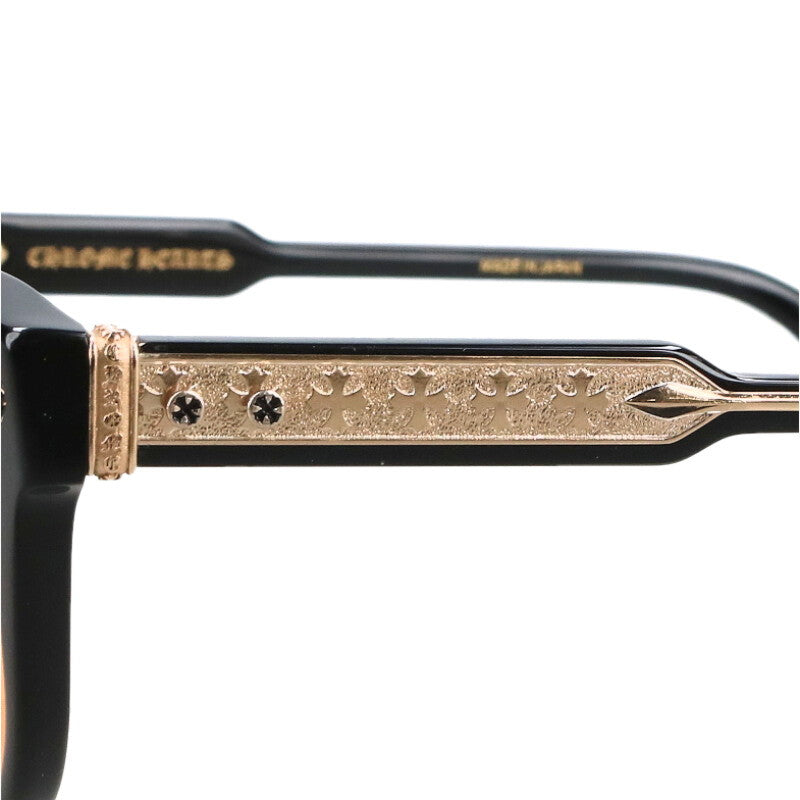 Chrome Hearts Cross Boston Glasses Black Gold Size ONE SIZE