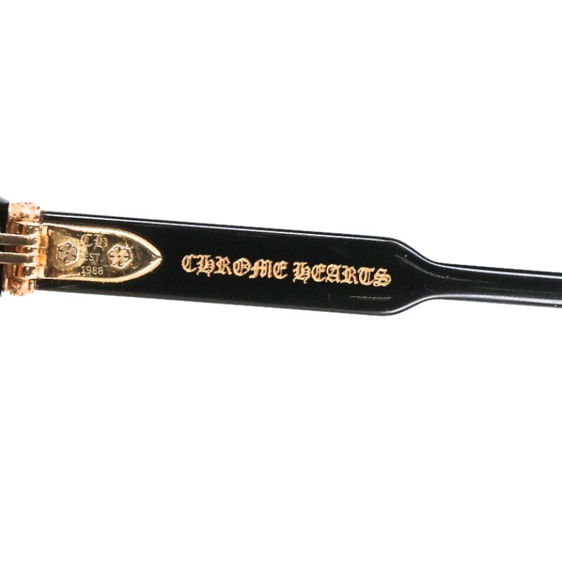 Chrome Hearts Cross Boston Glasses Black Gold Size ONE SIZE