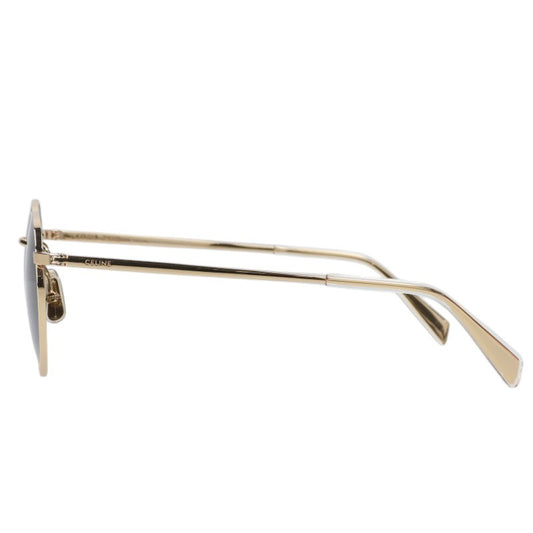 CELINE Gold Metal Round Frame Sunglasses Size 50