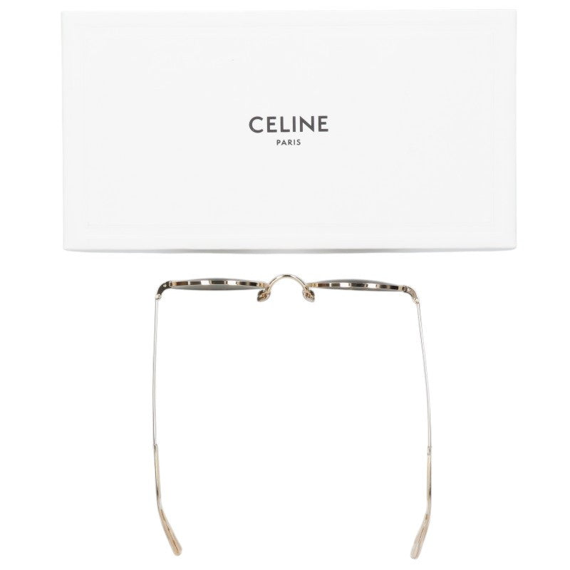 CELINE Gold Metal Round Frame Sunglasses Size 50