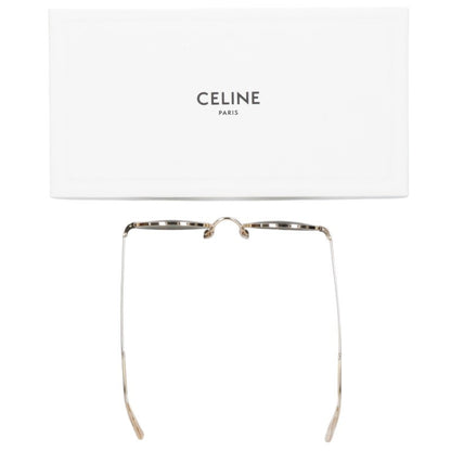 CELINE Gold Metal Round Frame Sunglasses Size 50