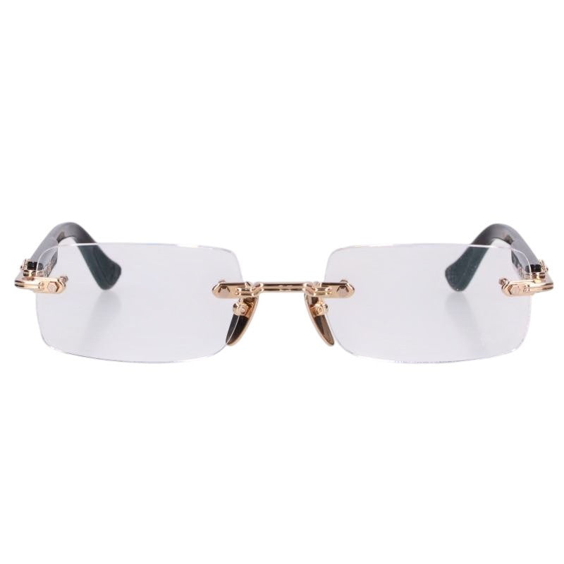 Chrome Hearts DEEP I Floral Cross Glasses Gold Size 54