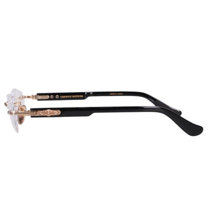 Chrome Hearts DEEP I Floral Cross Glasses Gold Size 54