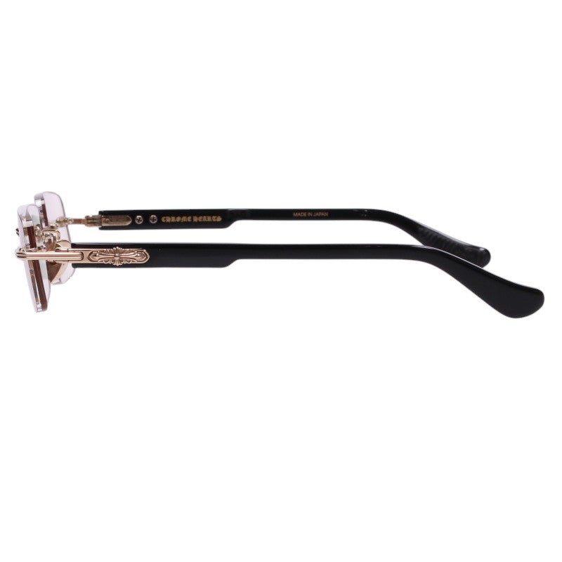 Chrome Hearts DEEP I Floral Cross Glasses Black/Gold Size 54