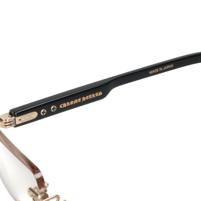 Chrome Hearts DEEP I Floral Cross Glasses Black/Gold Size 54