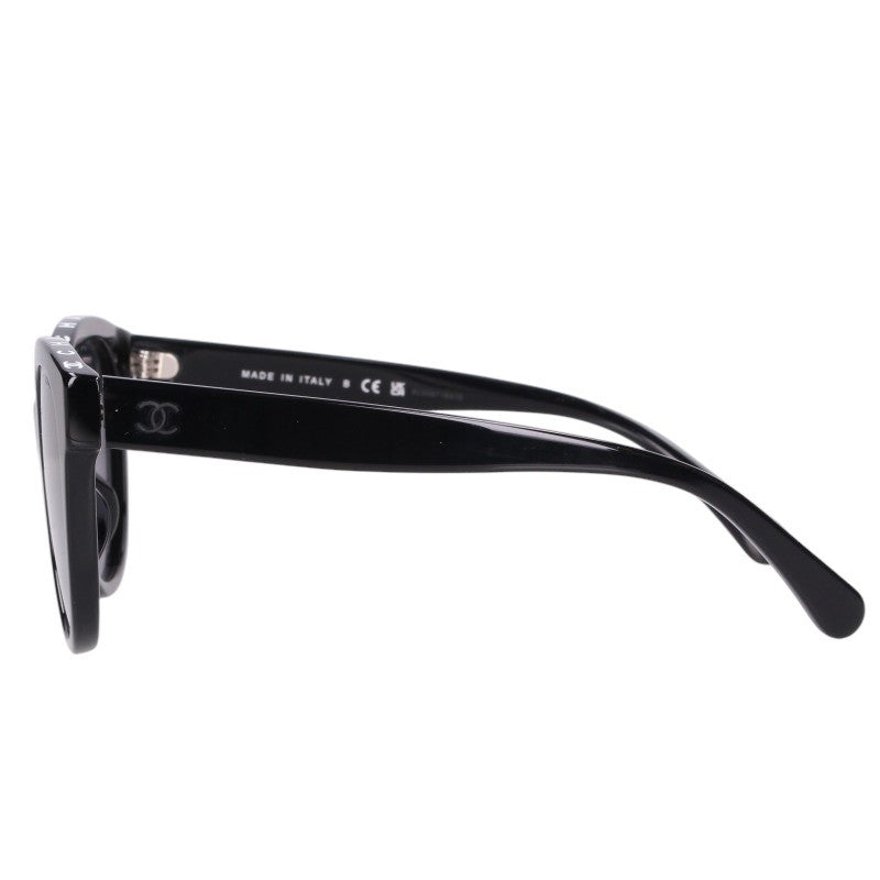CHANEL Logo Print Butterfly Shape Sunglasses Black Size 54