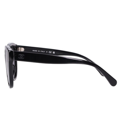CHANEL Logo Print Butterfly Shape Sunglasses Black Size 54