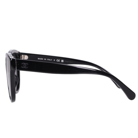 CHANEL Logo Print Butterfly Shape Sunglasses Black Size 54