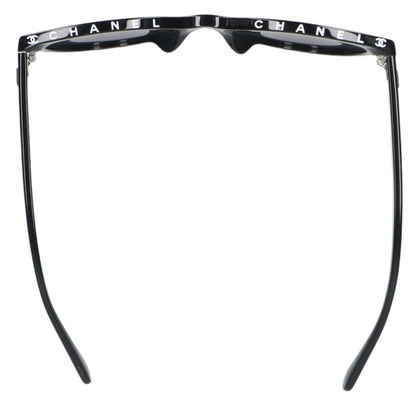 CHANEL Logo Print Butterfly Shape Sunglasses Black Size 54