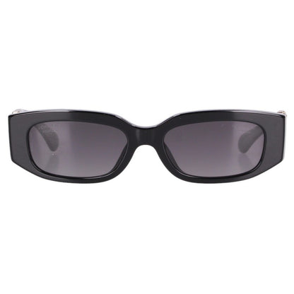 CHANEL Oval Shape Sunglasses Black Size 53