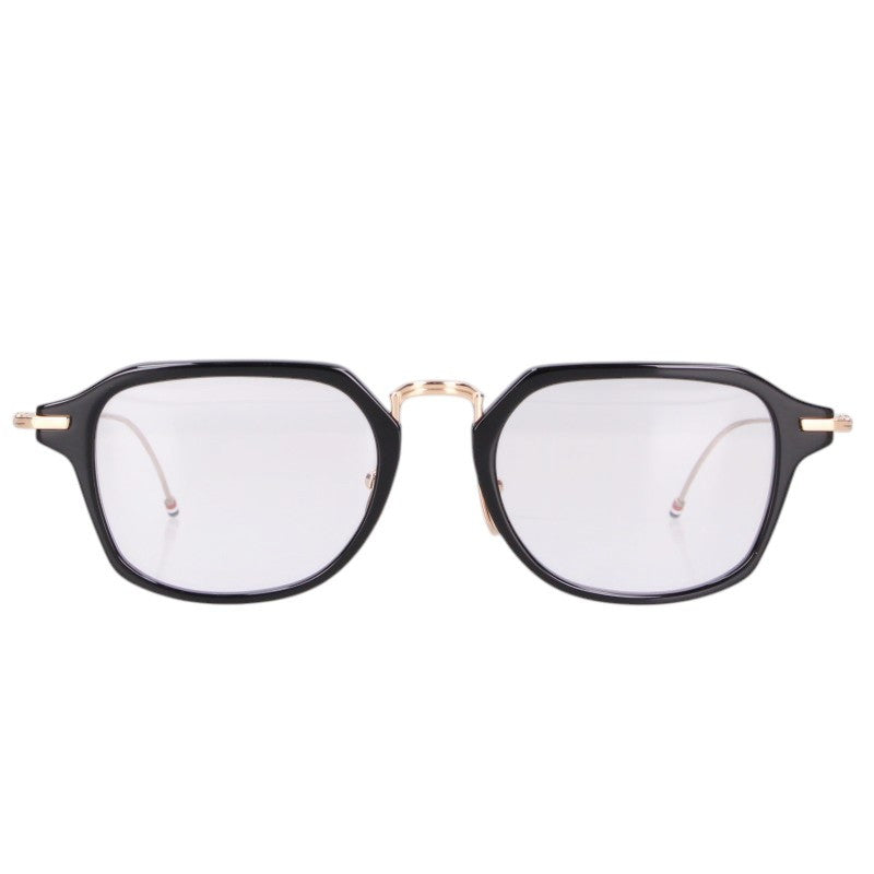 THOM BROWNE Square Metal Frame Glasses Black/Gold Size 52