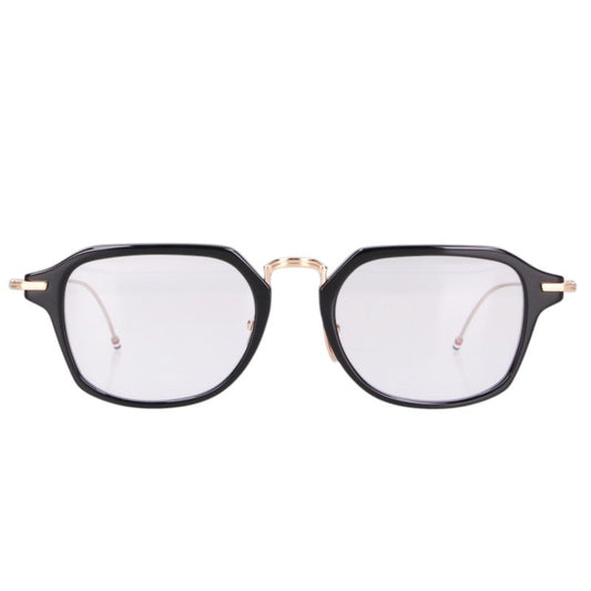 THOM BROWNE Square Metal Frame Glasses Black/Gold Size 52