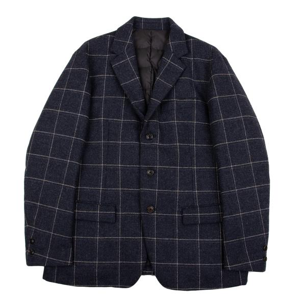 Papas MOON Fabric Check Down 3B Jacket Blue Size M
