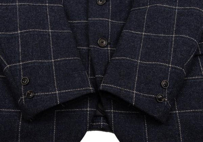 Papas MOON Fabric Check Down 3B Jacket Blue Size M