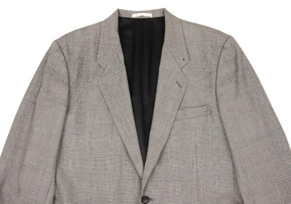 Papas Wool Glen Check Tailored Blazer Gray Size M
