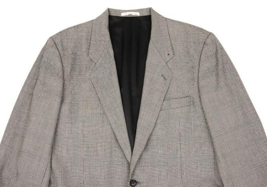 Papas Wool Glen Check Tailored Blazer Gray Size M