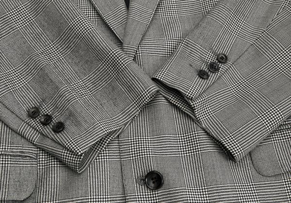 Papas Wool Glen Check Tailored Blazer Gray Size M