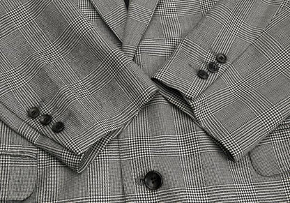 Papas Wool Glen Check Tailored Blazer Gray Size M