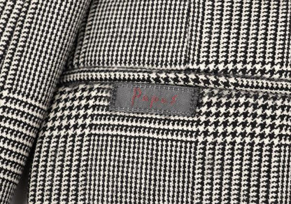 Papas Wool Glen Check Tailored Blazer Gray Size M