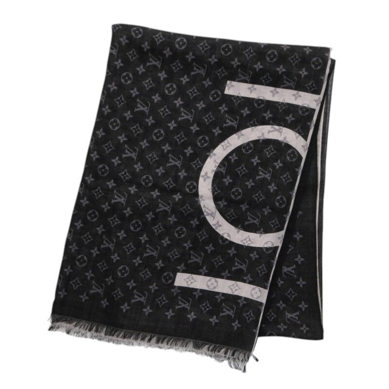 Louis Vuitton Monogram Cashmere Silk Large Stole Black