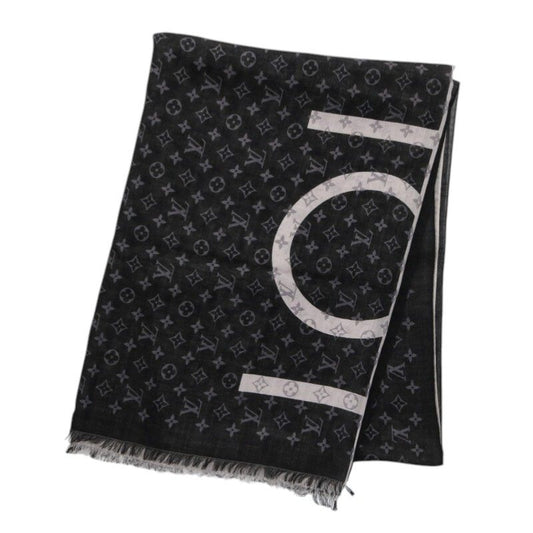 Louis Vuitton Monogram Cashmere Silk Large Stole Black