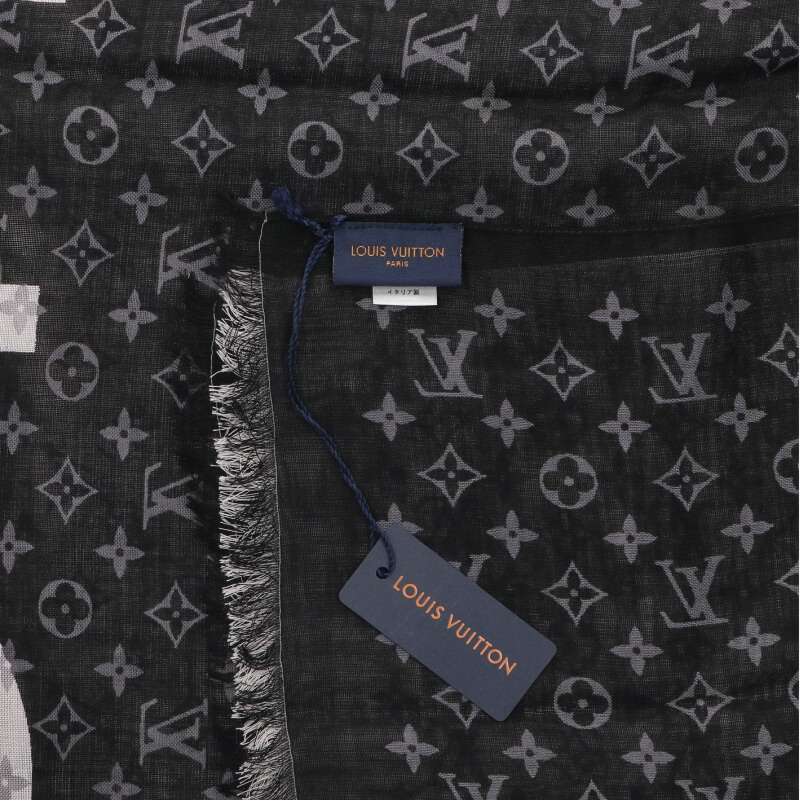 Louis Vuitton Monogram Cashmere Silk Large Stole Black