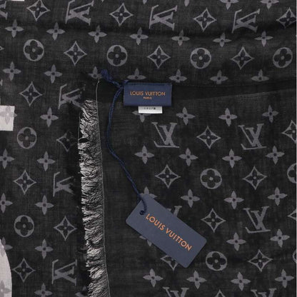 Louis Vuitton Monogram Cashmere Silk Large Stole Black