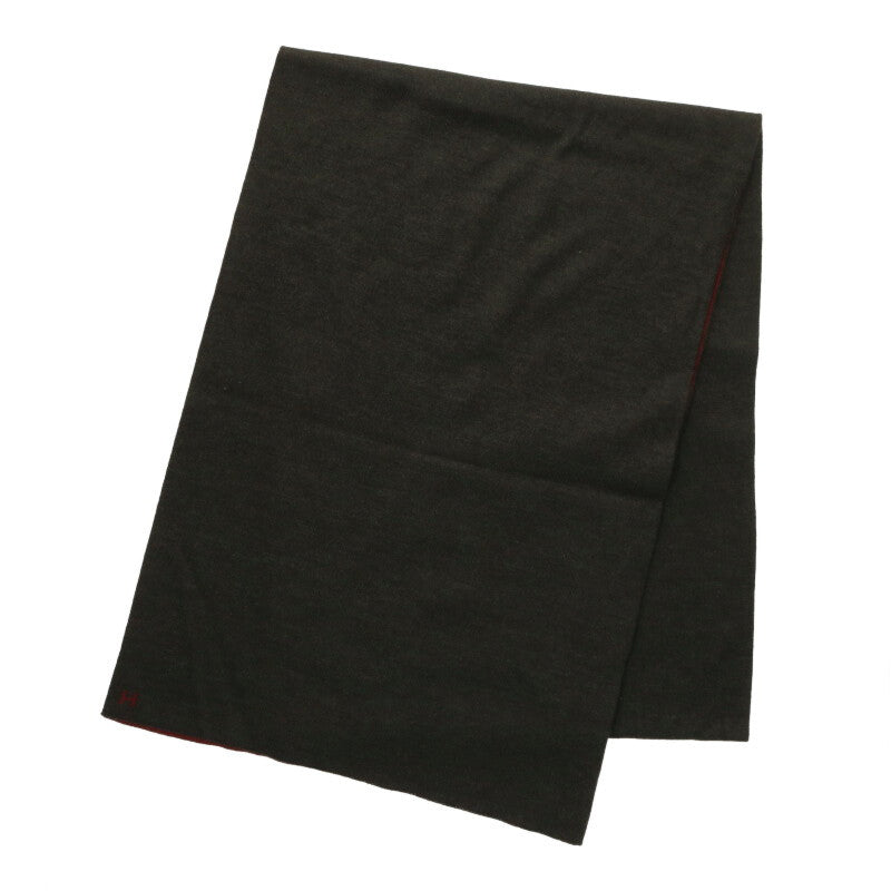HERMES Khaki Red Cashmere Silk Oversized Scarf Size ONE SIZE