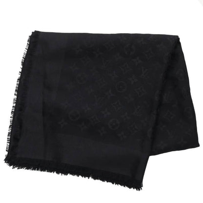 LOUISVUITTON Monogram Silk Wool Stole Black Size ONE SIZE