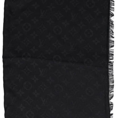 LOUISVUITTON Monogram Silk Wool Stole Black Size ONE SIZE