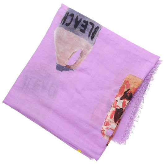 GIVENCHY Graphic Print Cashmere Silk Scarf Purple