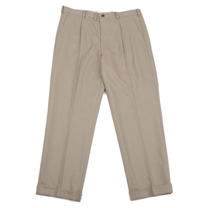 Papas Cashmere Wool Pleated Pants Grayish Beige Size 52LL