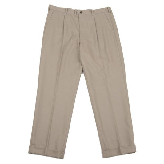 Papas Cashmere Wool Pleated Pants Grayish Beige Size 52LL