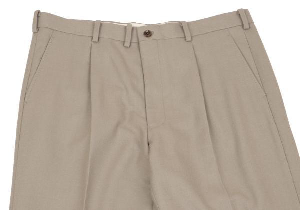 Papas Cashmere Wool Pleated Pants Grayish Beige Size 52LL