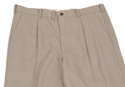 Papas Cashmere Wool Pleated Pants Grayish Beige Size 52LL
