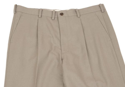 Papas Cashmere Wool Pleated Pants Grayish Beige Size 52LL