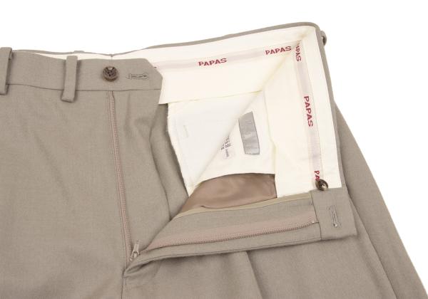 Papas Cashmere Wool Pleated Pants Grayish Beige Size 52LL
