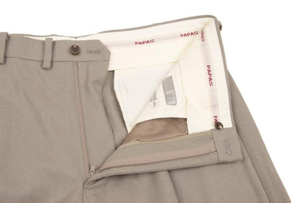Papas Cashmere Wool Pleated Pants Grayish Beige Size 52LL
