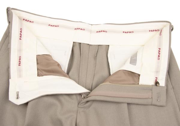 Papas Cashmere Wool Pleated Pants Grayish Beige Size 52LL