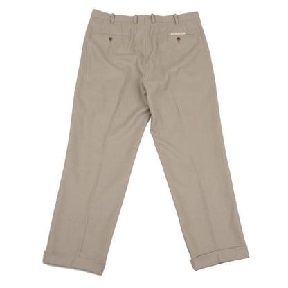 Papas Cashmere Wool Pleated Pants Grayish Beige Size 52LL