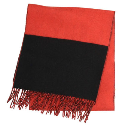 HERMES Bicolor Cashmere Scarf Red Black Size ONE SIZE