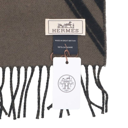 HERMES Zigzag Sangles Cashmere Scarf Black Size ONE SIZE