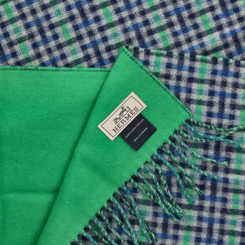 HERMES Ecossais Recto Verso Plaid Cashmere Size ONE SIZE
