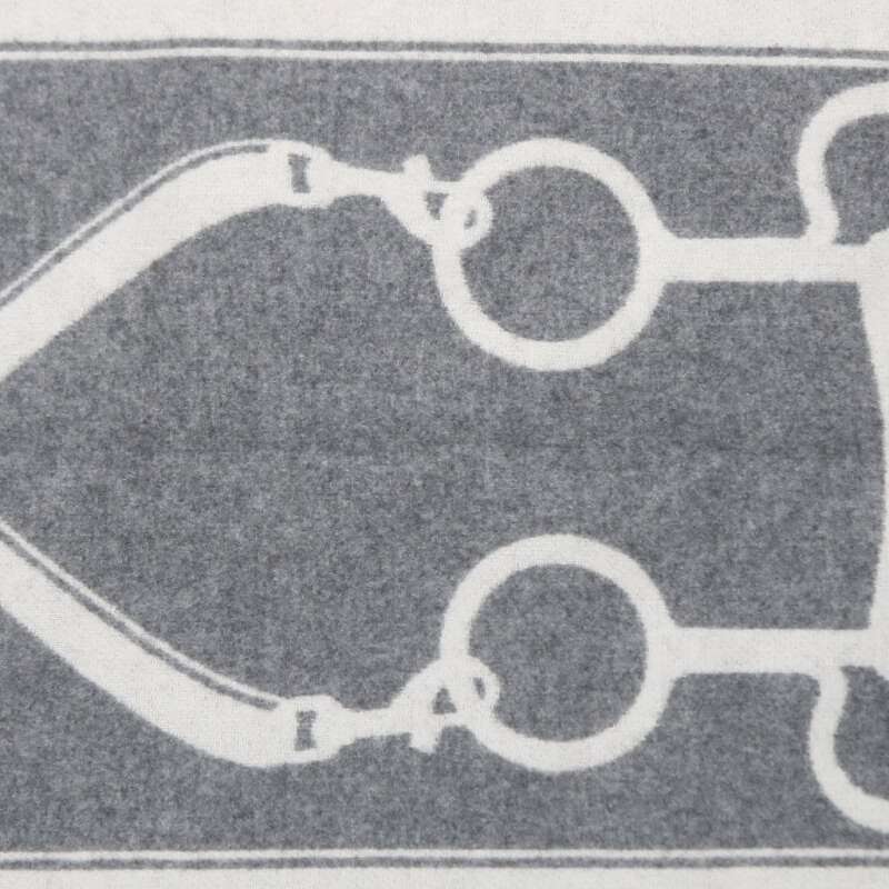 HERMES Cazac Bit Design Cashmere Scarf Gray Size ONE SIZE