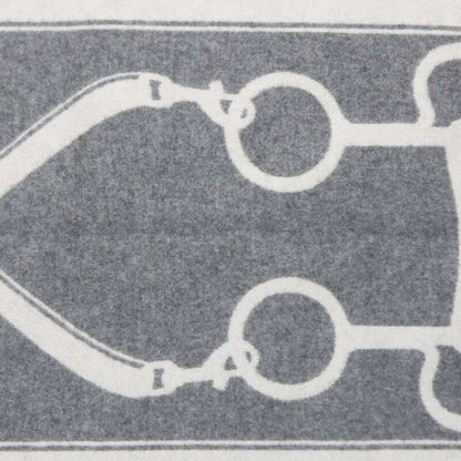 HERMES Cazac Bit Design Cashmere Scarf Gray Size ONE SIZE