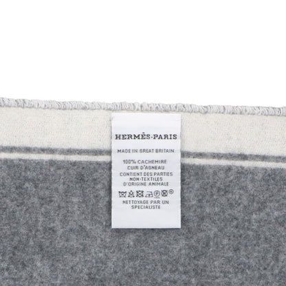 HERMES Cazac Bit Design Cashmere Scarf Gray Size ONE SIZE