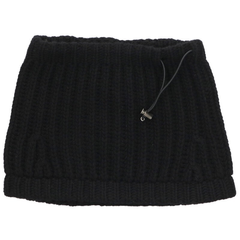 PRADA Wool Cashmere Triangle Logo Neck Warmer Black