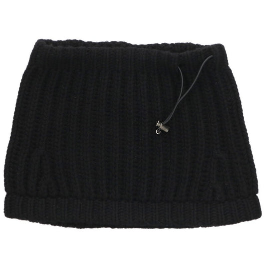 PRADA Wool Cashmere Triangle Logo Neck Warmer Black